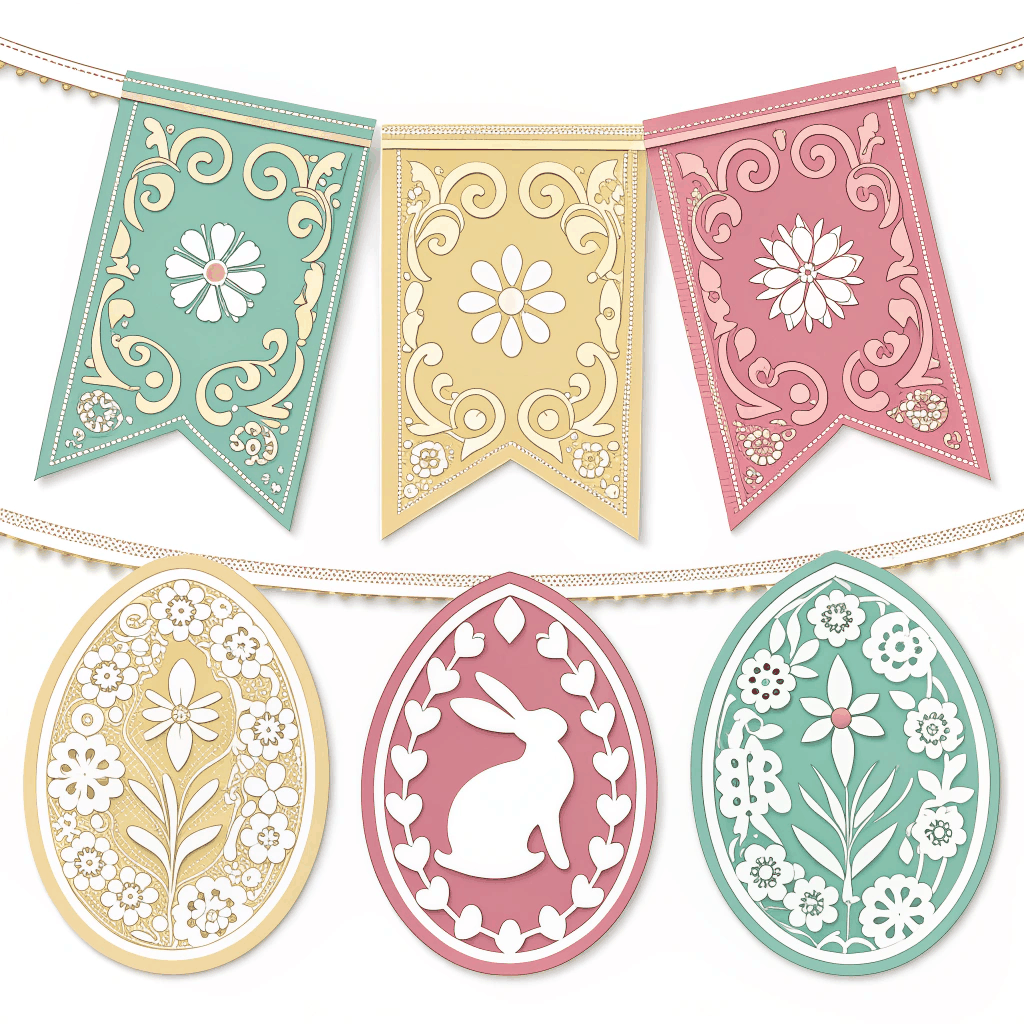 Vintage Easter Gift Wrap Garland