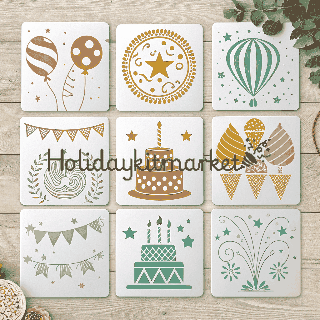 Modern Birthday Bash Stencil Kit