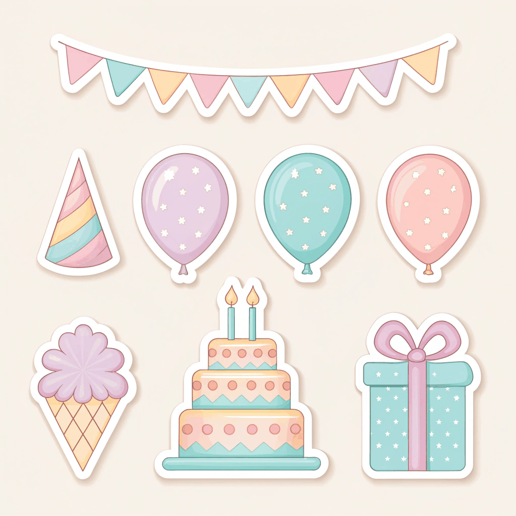 Pastel Party Motif Stickers