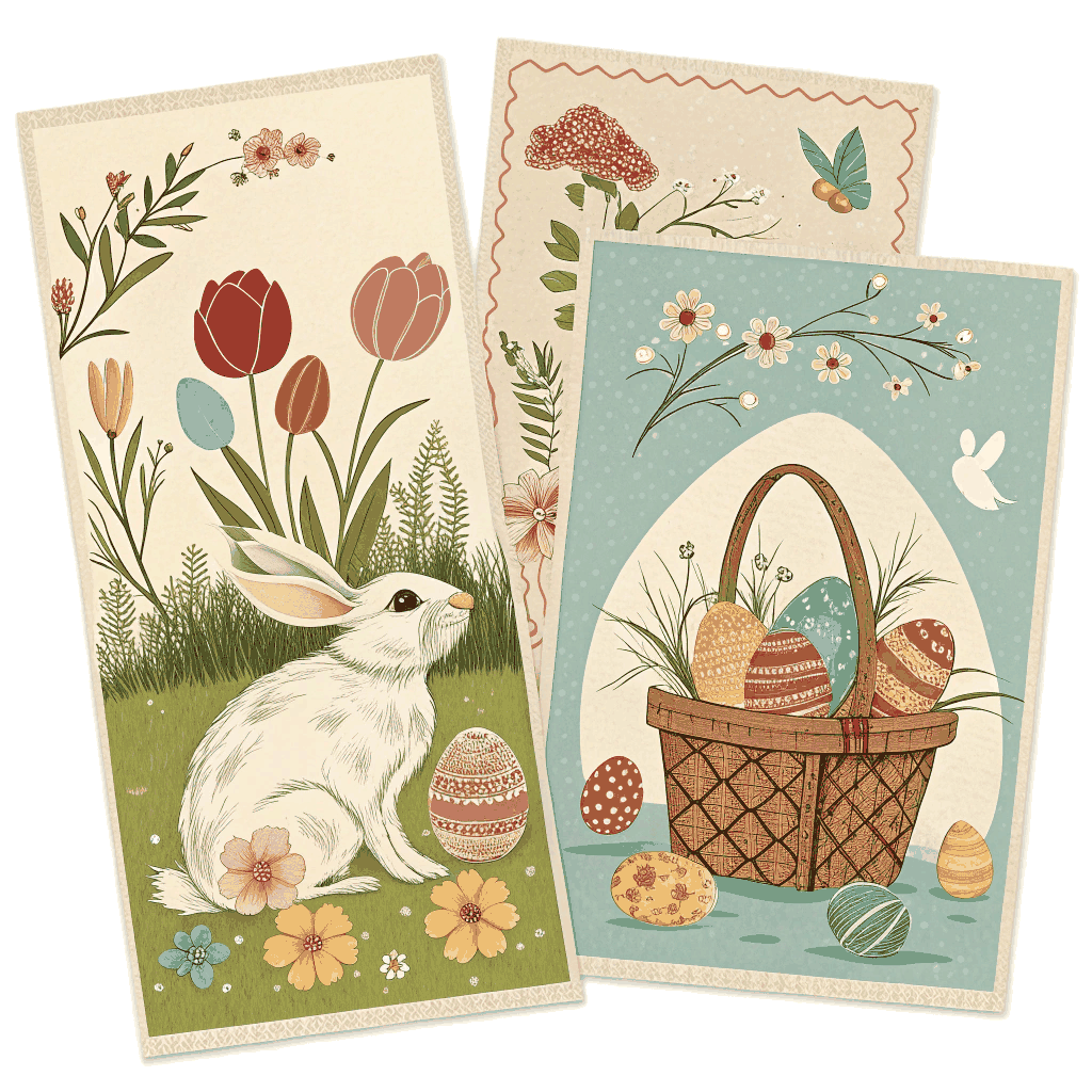 Vintage Easter Gift Wrapping PNG image