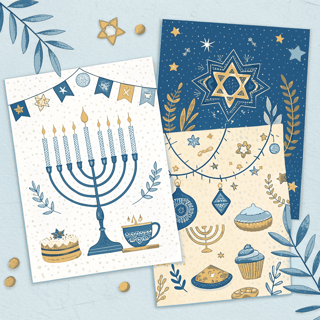 Whimsical Hanukkah Party Poster PNG image