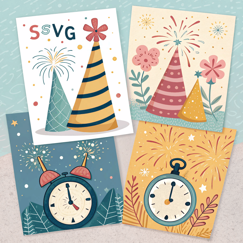 Whimsical New Year Business Poster Bundle - PNG image