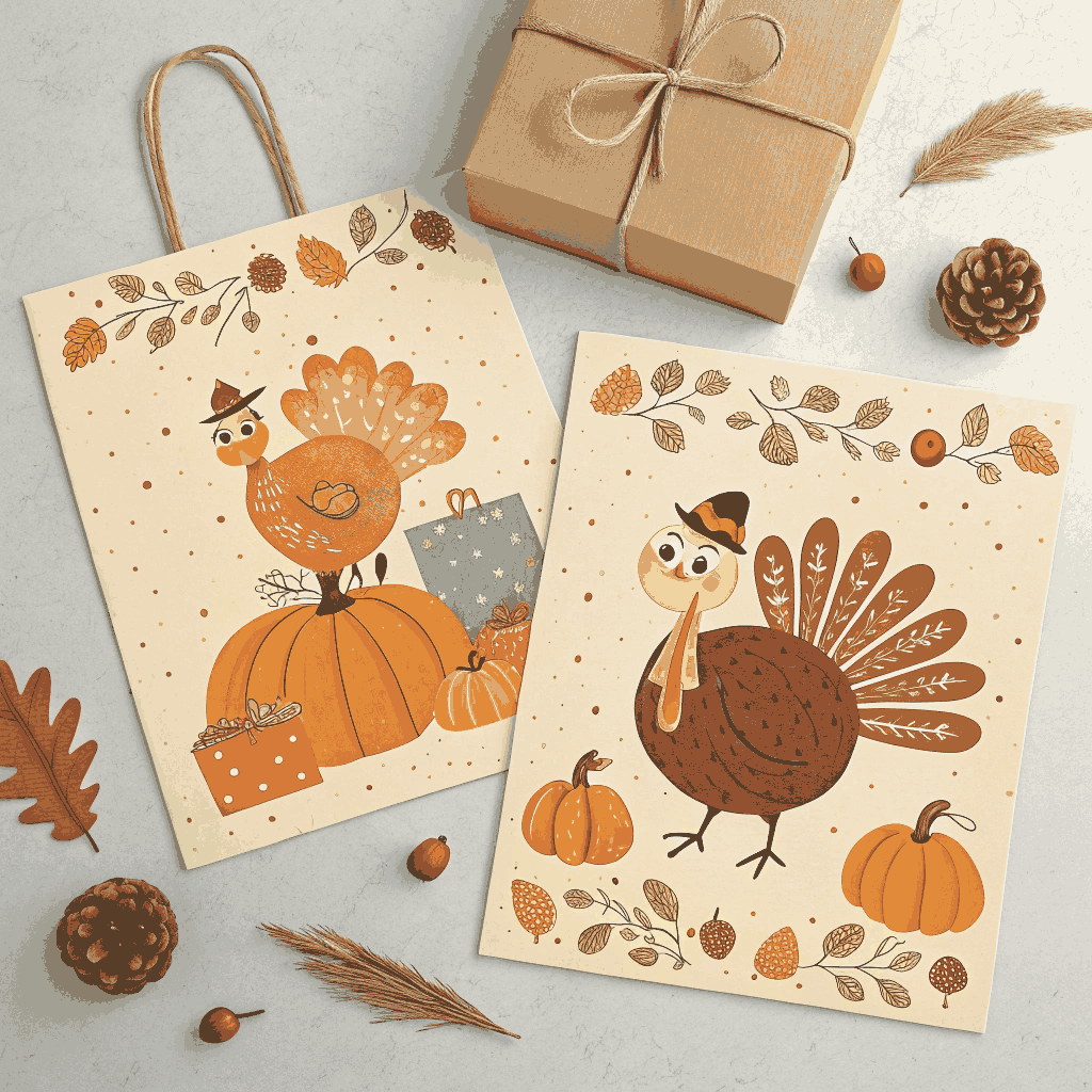 Whimsical Thanksgiving Gift Wrap & Tag Bundle
