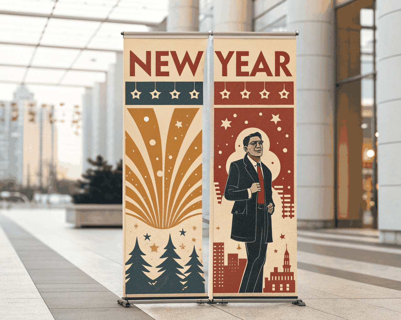 Vintage New Year Business Banner Bundle in PNG image