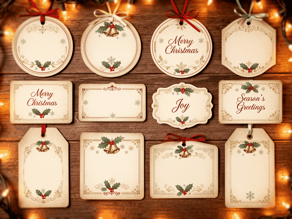 Vintage Noel Social Media Labels