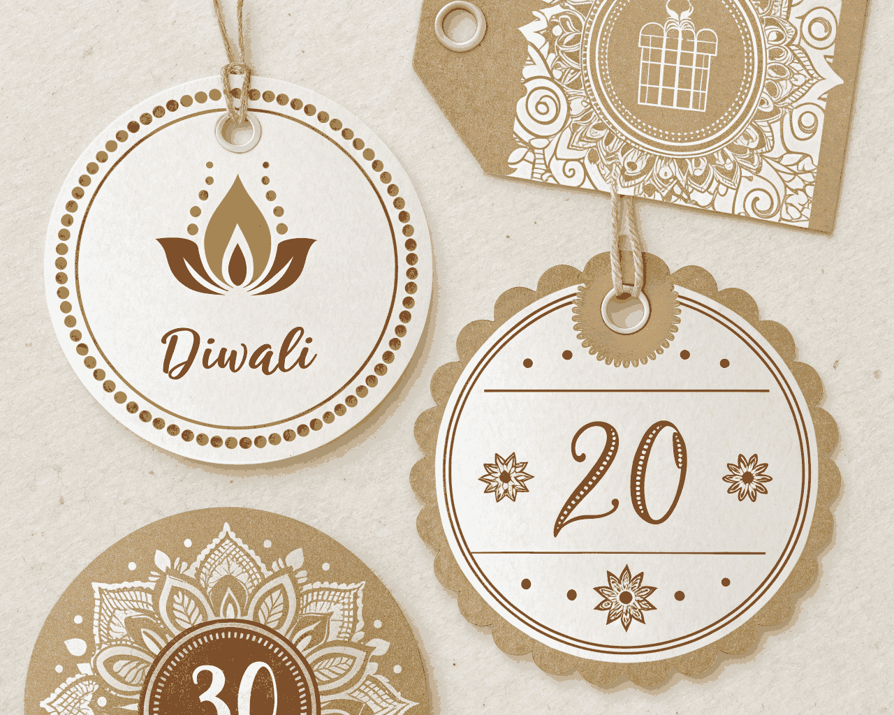 Rustic Diwali Gold Foil Label