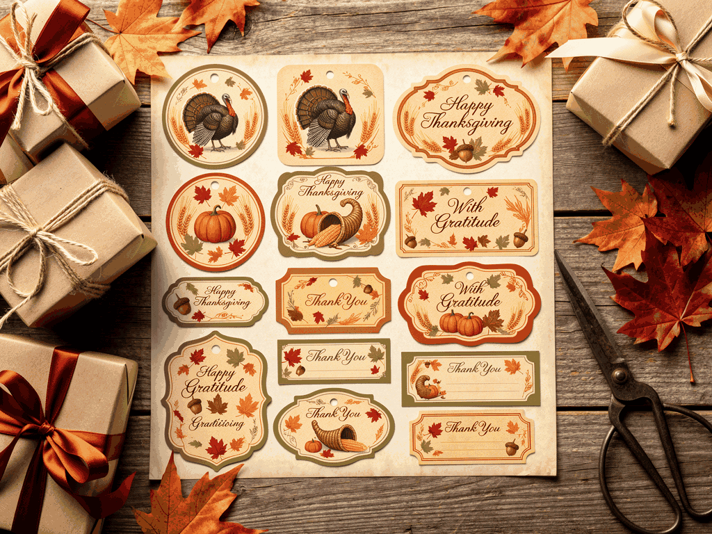 Vintage Harvest Blessings Gift Tags #1