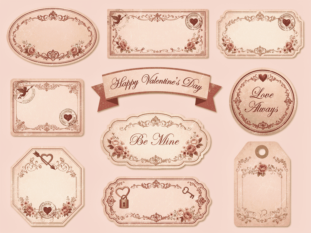 Vintage Valentine Social Media Labels