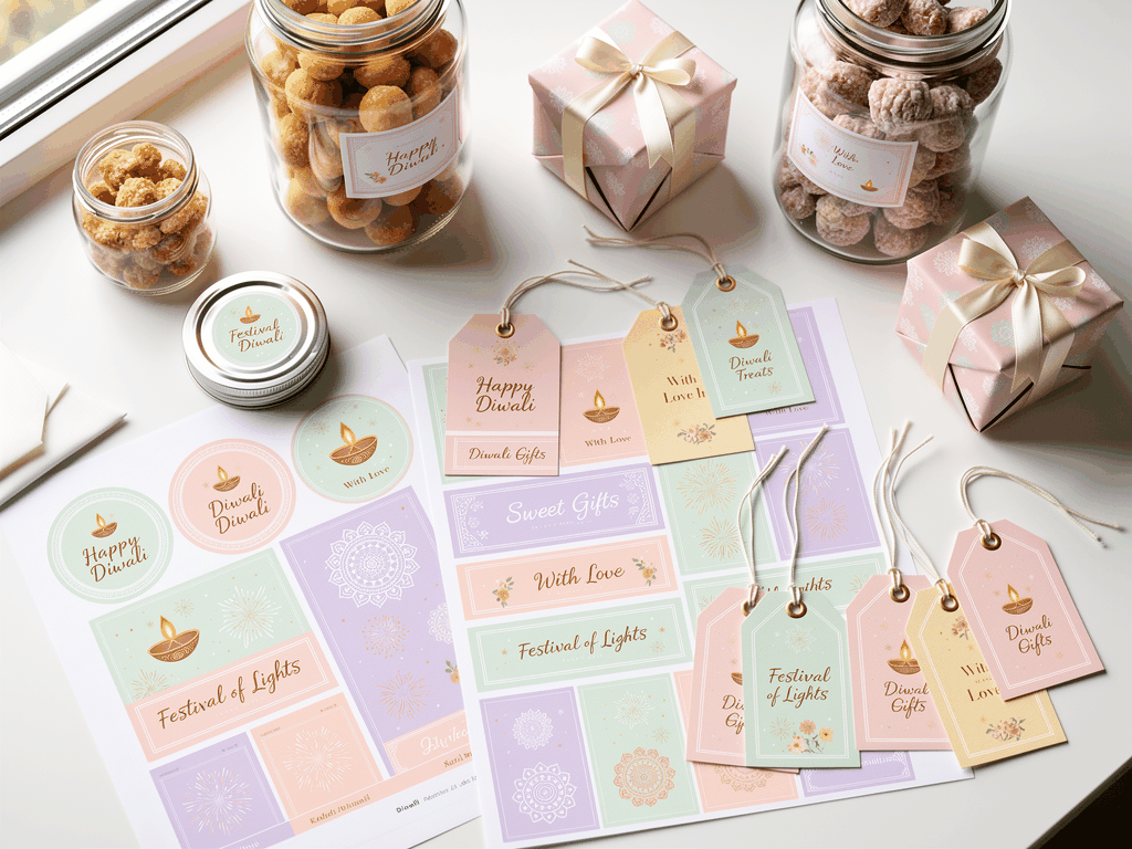 Pastel Diwali Jar & Gift Labels